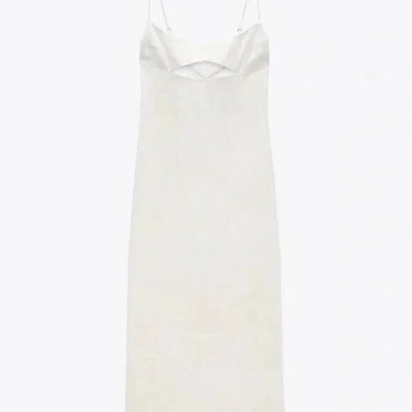 ZARA CUT-OUT bust Lace up Back Linen Blend Midi SIZE L  DRESS 7385/220 - Picture 6 of 7
